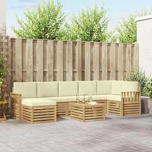 Zunanja garnitura za sedenje 8 pcs Bela in krem 59 x 59 x 37 cm