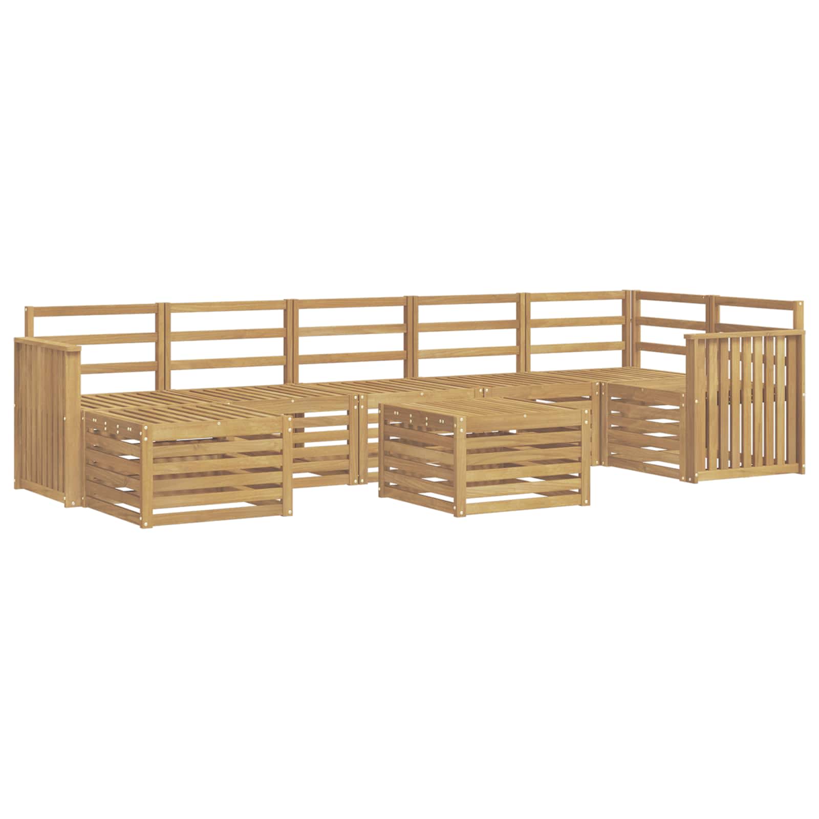 Buiten bankenset 8 pcs Wit 59 x 59 x 37 cm Massief Acaciahout image 2