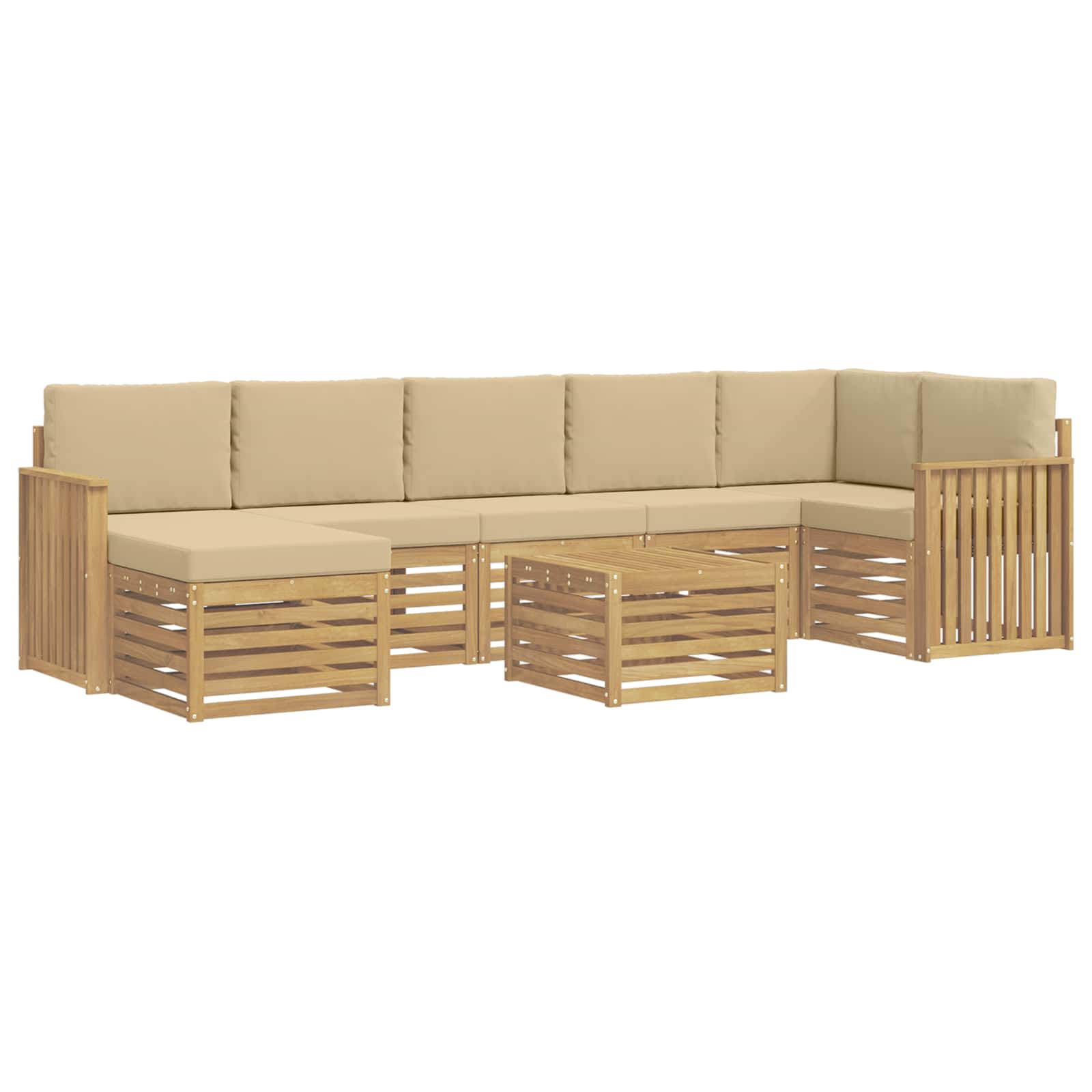 vidaXL Buiten bankenset 8 st 8-zits Wit en Beige Polyester, foto 3