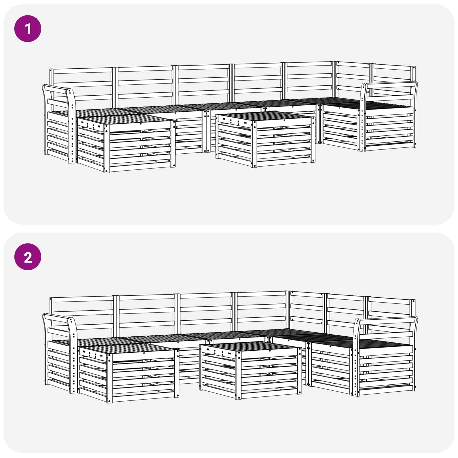 Buiten bankenset 8 pcs Wit 59 x 59 x 37 cm Massief Acaciahout image 9
