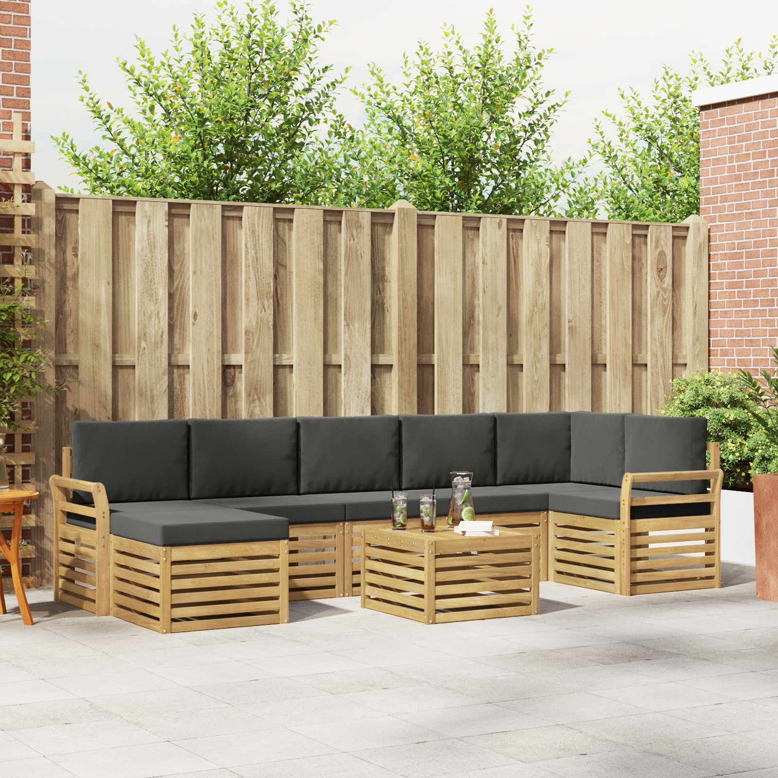 Zunanja garnitura za sedenje 8 pcs Bela in antracit