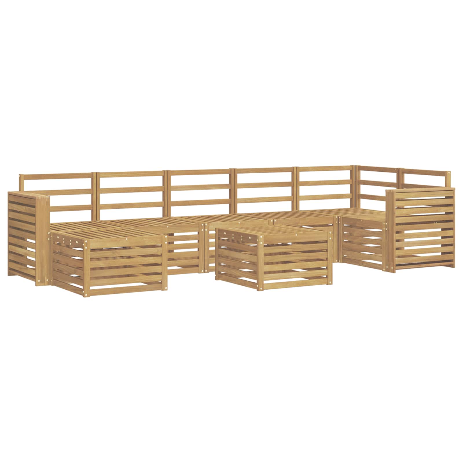 Buiten bankenset 8 pcs Wit 59 x 59 x 37 cm Massief Acaciahout image 2