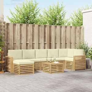Zunanja garnitura za sedenje 8 pcs Bela in krem 59 x 59 x 37 cm