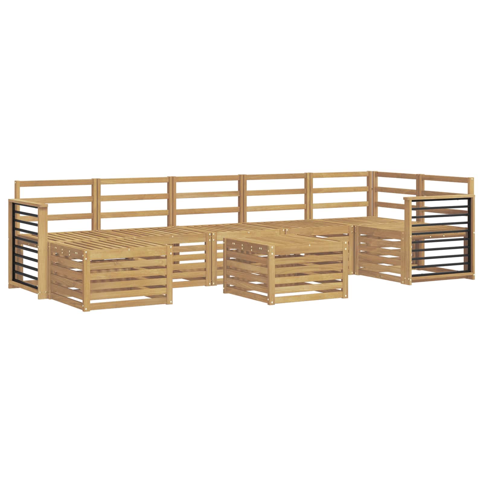 Buiten bankenset 8 pcs Wit 59 x 59 x 37 cm Massief Acaciahout image 2