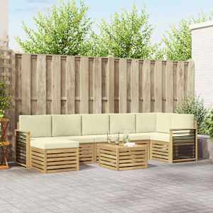 Zunanja garnitura za sedenje 8 pcs Bela in krem 59 x 59 x 37 cm