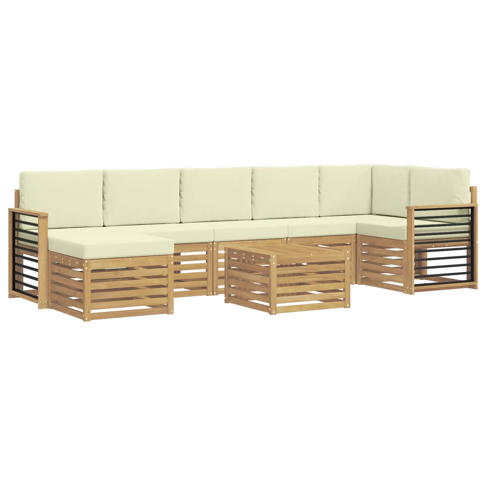 vidaXL Buiten bankenset 8 st 8-zits Wit en crèmekleurig Polyester, foto 3