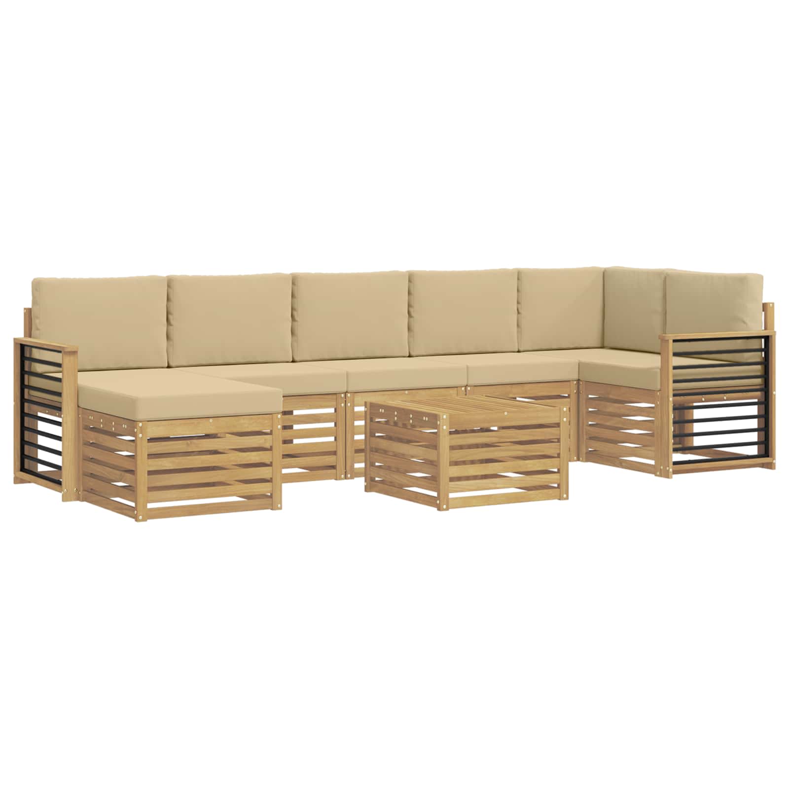 Zunanja garnitura za sedenje 8 pcs Bela in bež 59 x 59 x 37 cm - slika 2