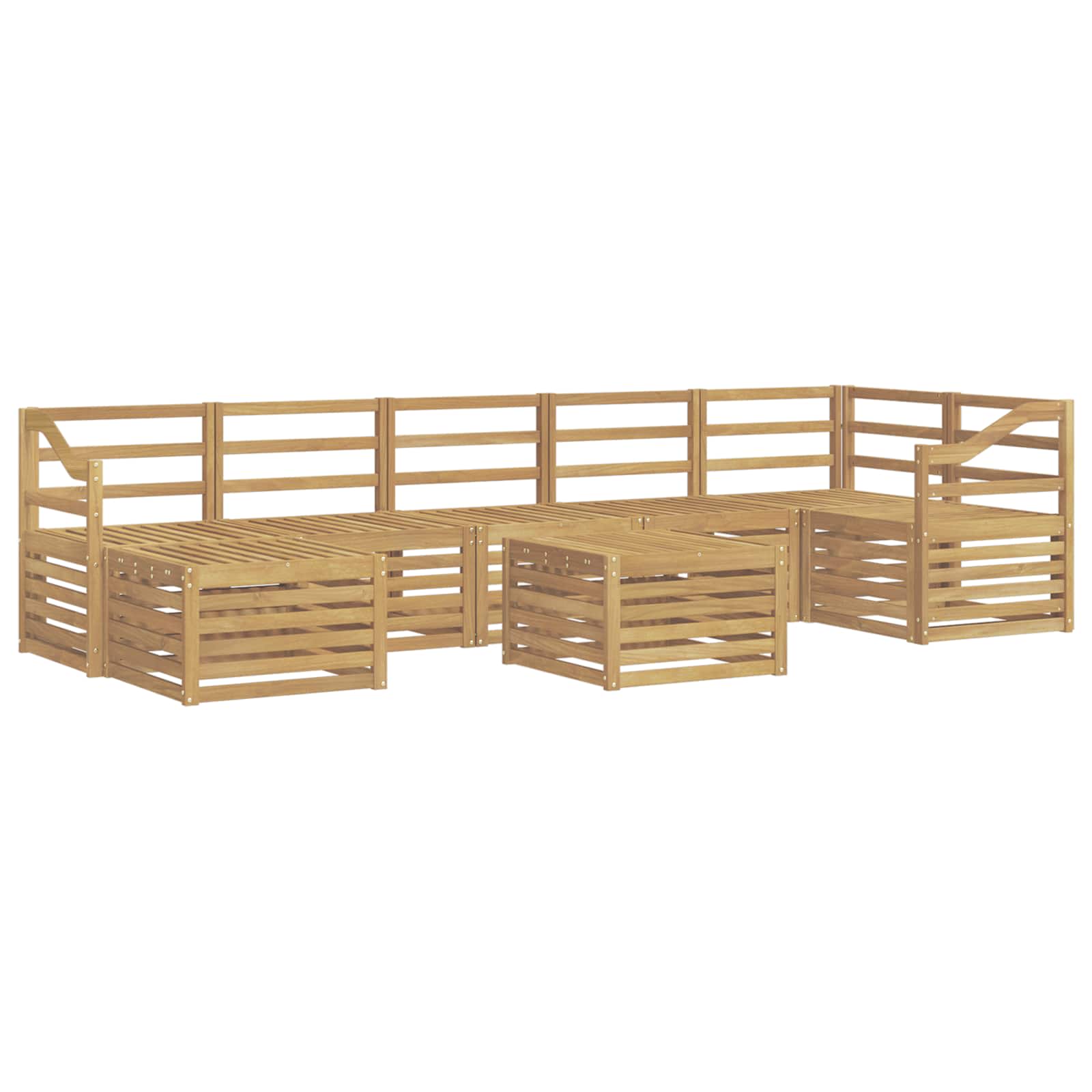 Buiten bankenset 8 pcs Wit 59 x 59 x 37 cm Massief Acaciahout image 2