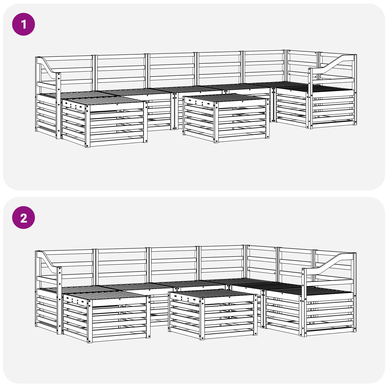 Buiten bankenset 8 pcs Wit 59 x 59 x 37 cm Massief Acaciahout image 9