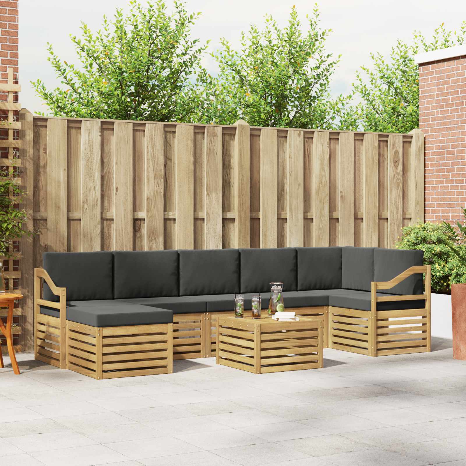 Zunanja garnitura za sedenje 8 pcs Bela in antracit