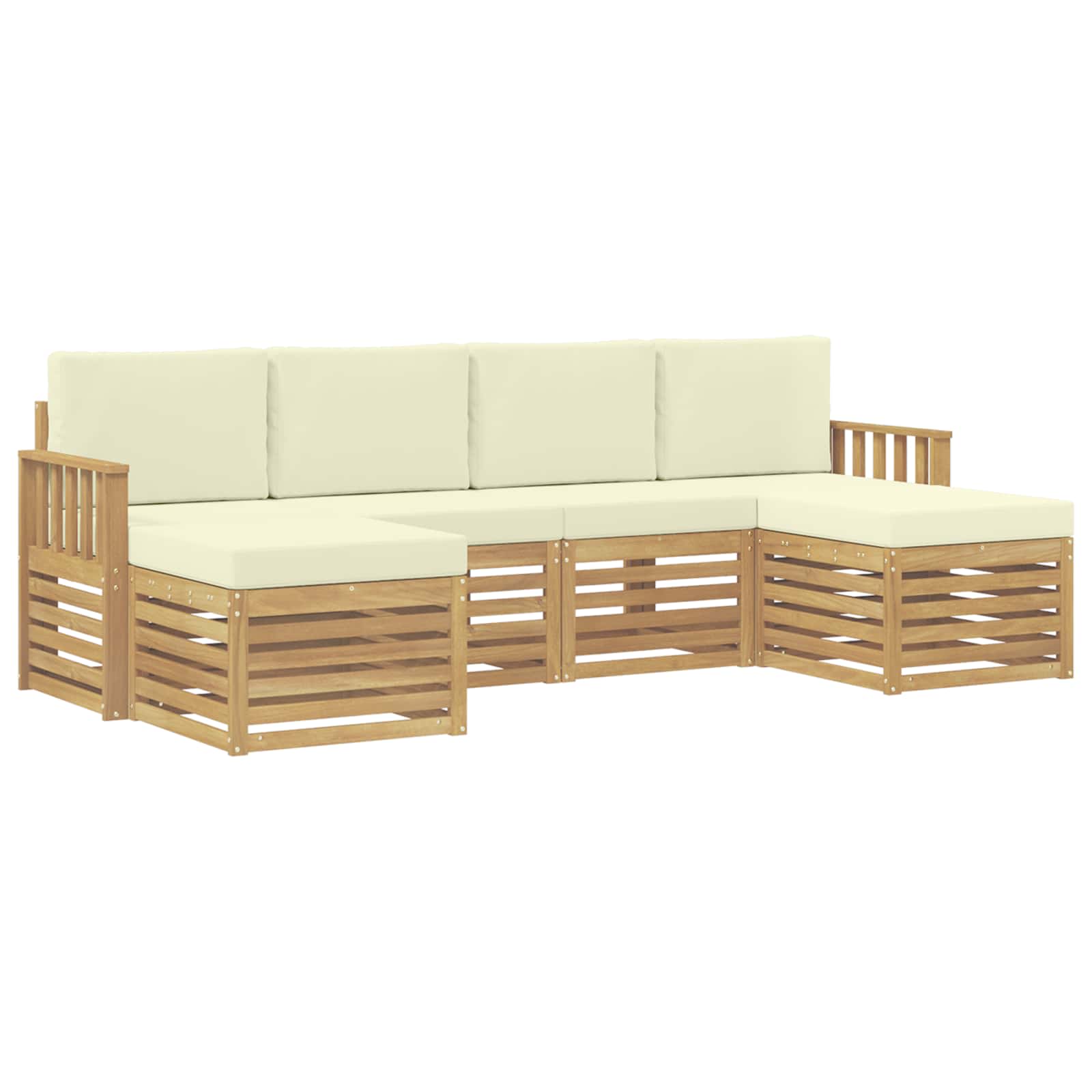 Zunanja garnitura za sedenje 6 pcs Bela in krem - slika 2
