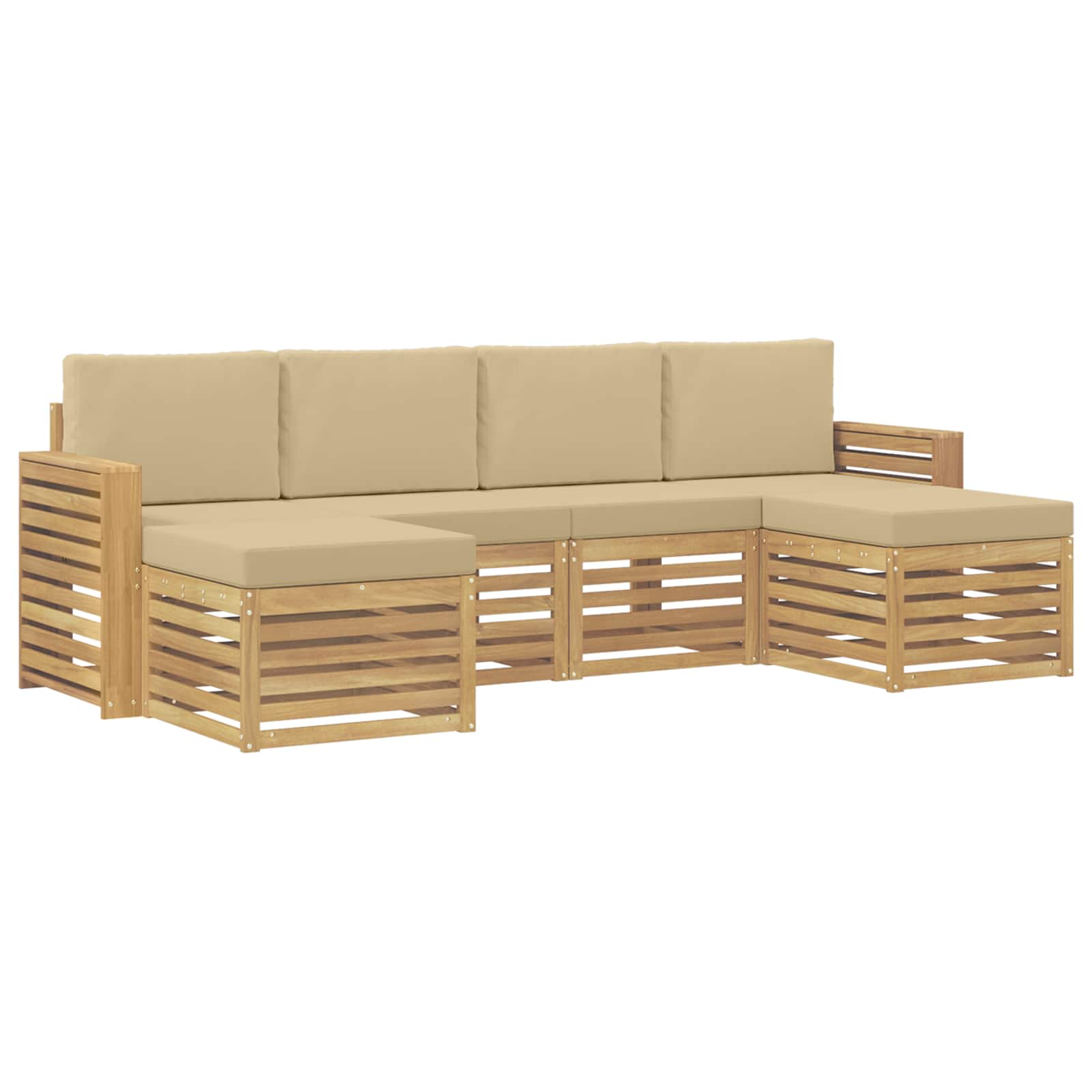 vidaXL Buiten bankenset 6 st 6-zits Wit en Beige Polyester, foto 3