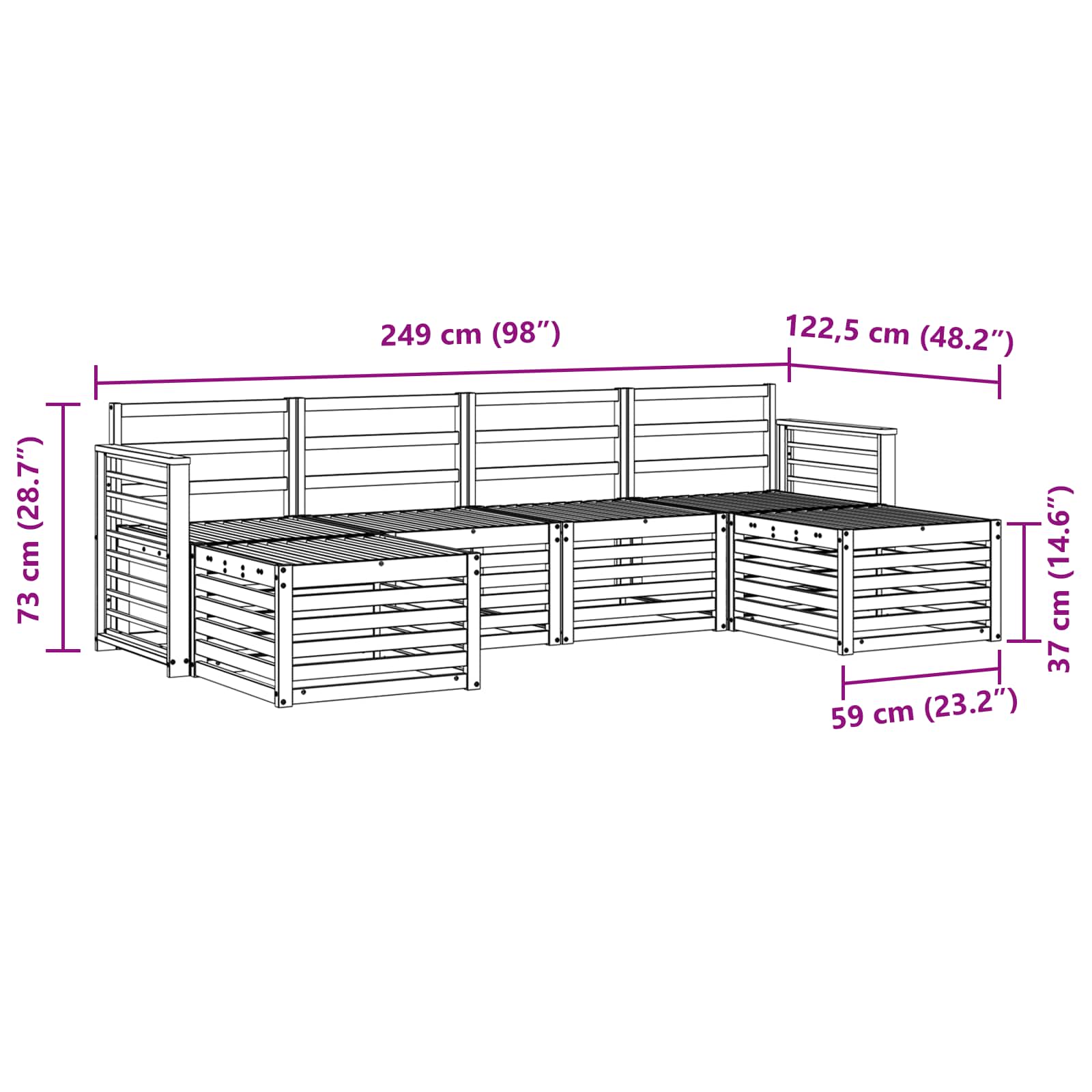 Sofa-Sets 6 pcs Wit Massief Acaciahout image 7