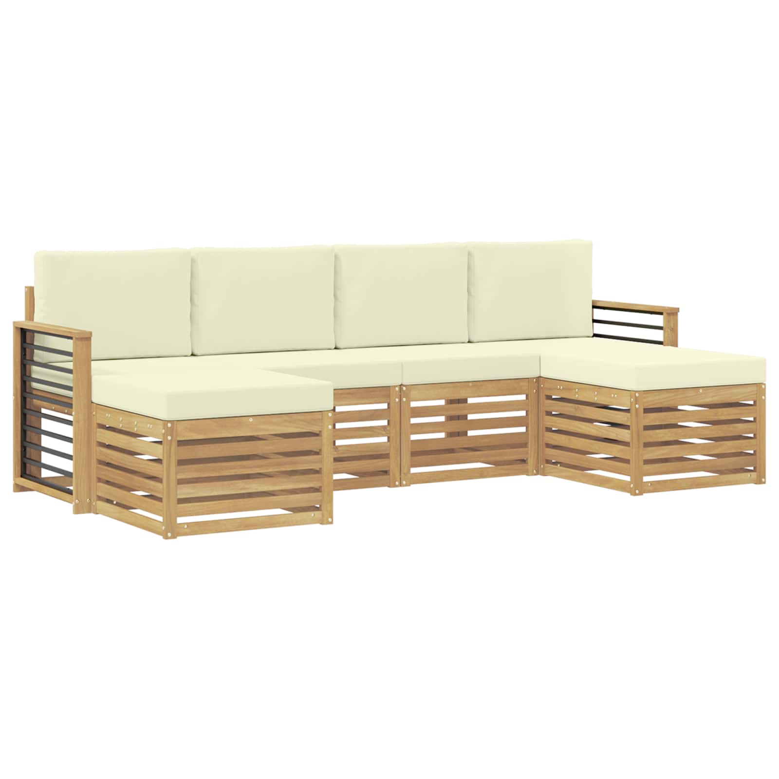 vidaXL Buiten bankenset 6 st 6-zits Wit en crèmekleurig Polyester, foto 3