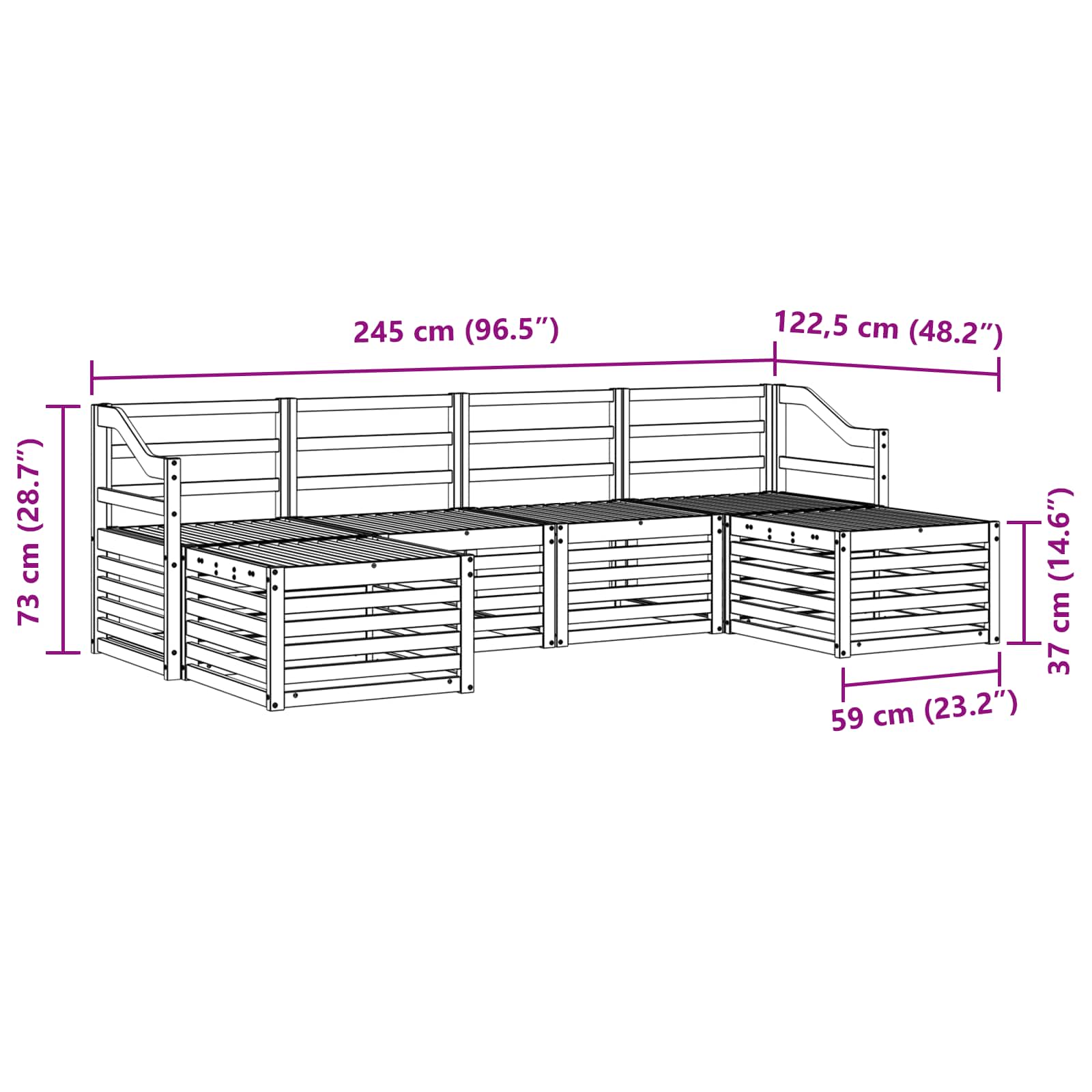 Sofa-Sets 6 pcs Wit Massief Acaciahout image 7