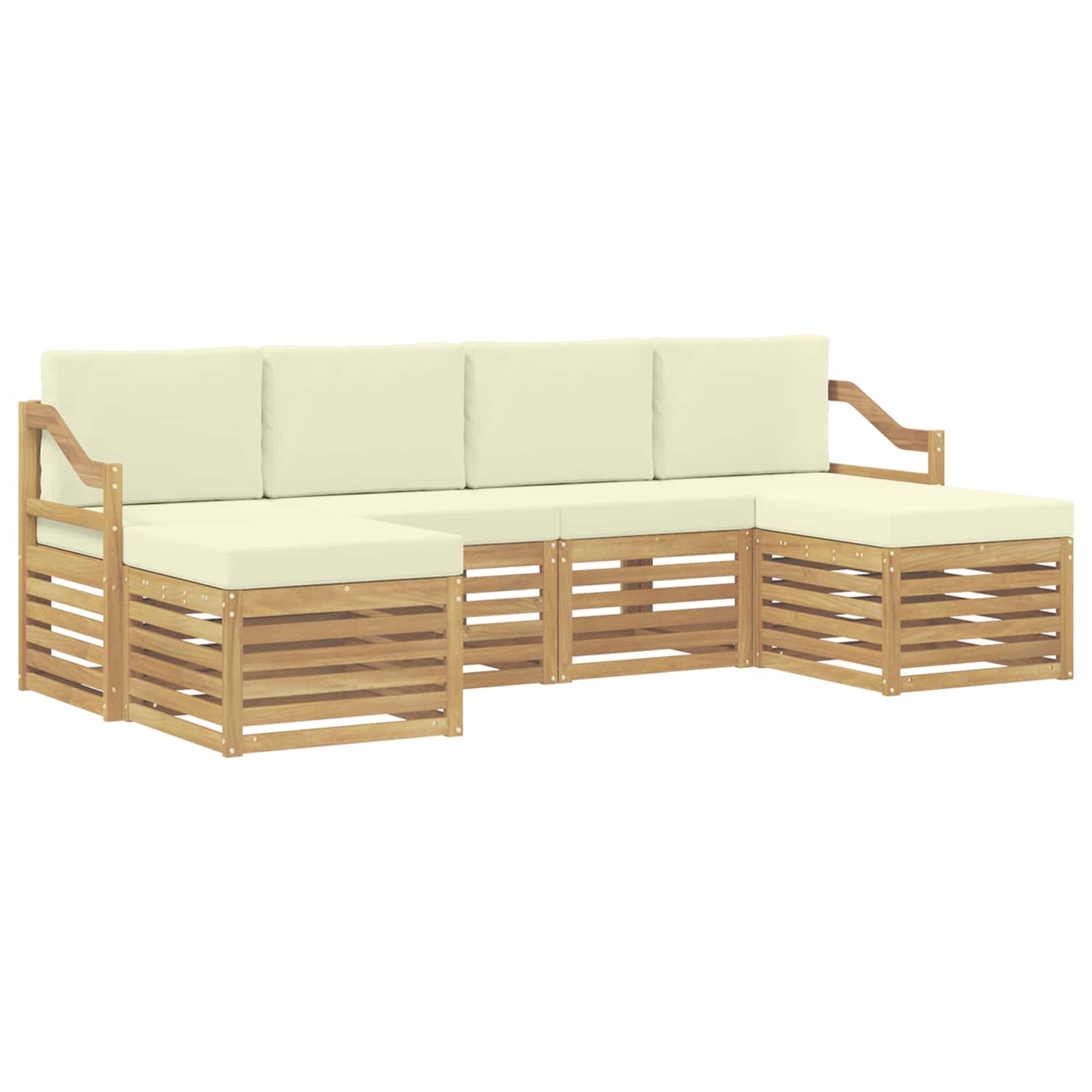 vidaXL Buiten bankenset 6 st 6-zits Wit en crèmekleurig Polyester, foto 3