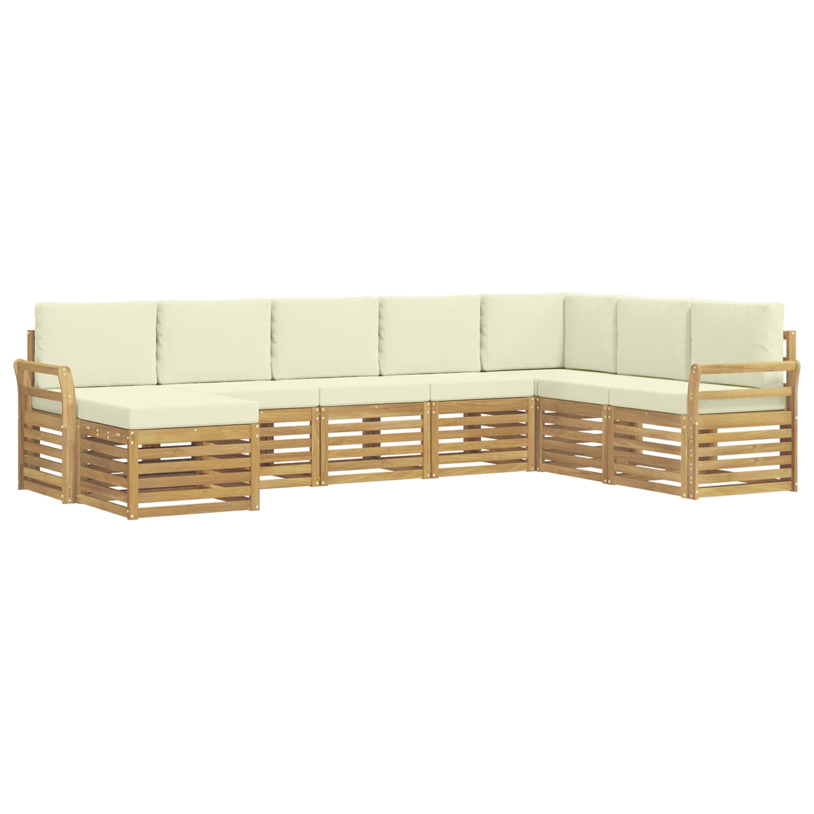 vidaXL Buiten bankenset 8 st 8-zits Wit en crèmekleurig Polyester, foto 3