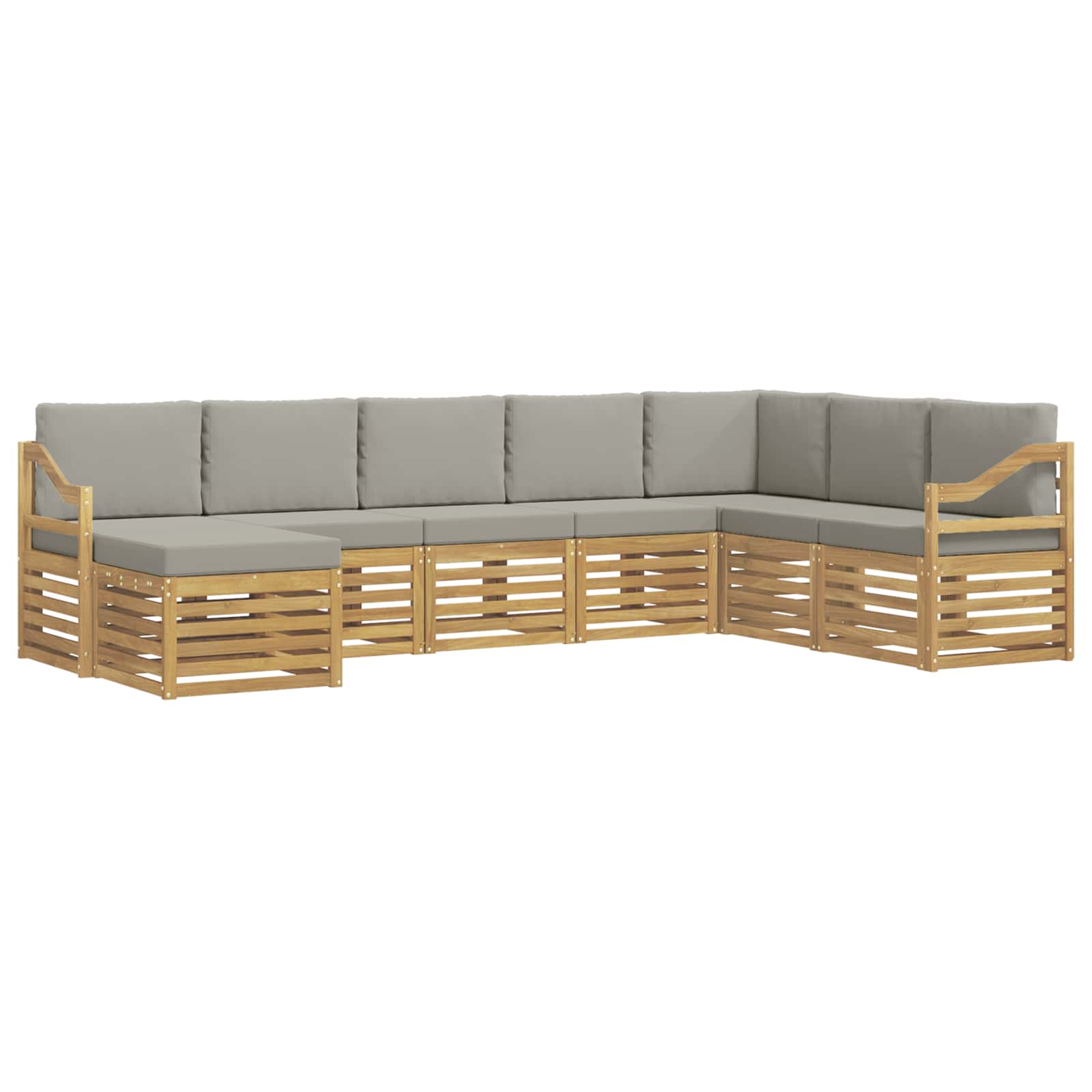 vidaXL Buiten bankenset 8 st 8-zits Wit en Lichtgrijs Polyester, foto 3