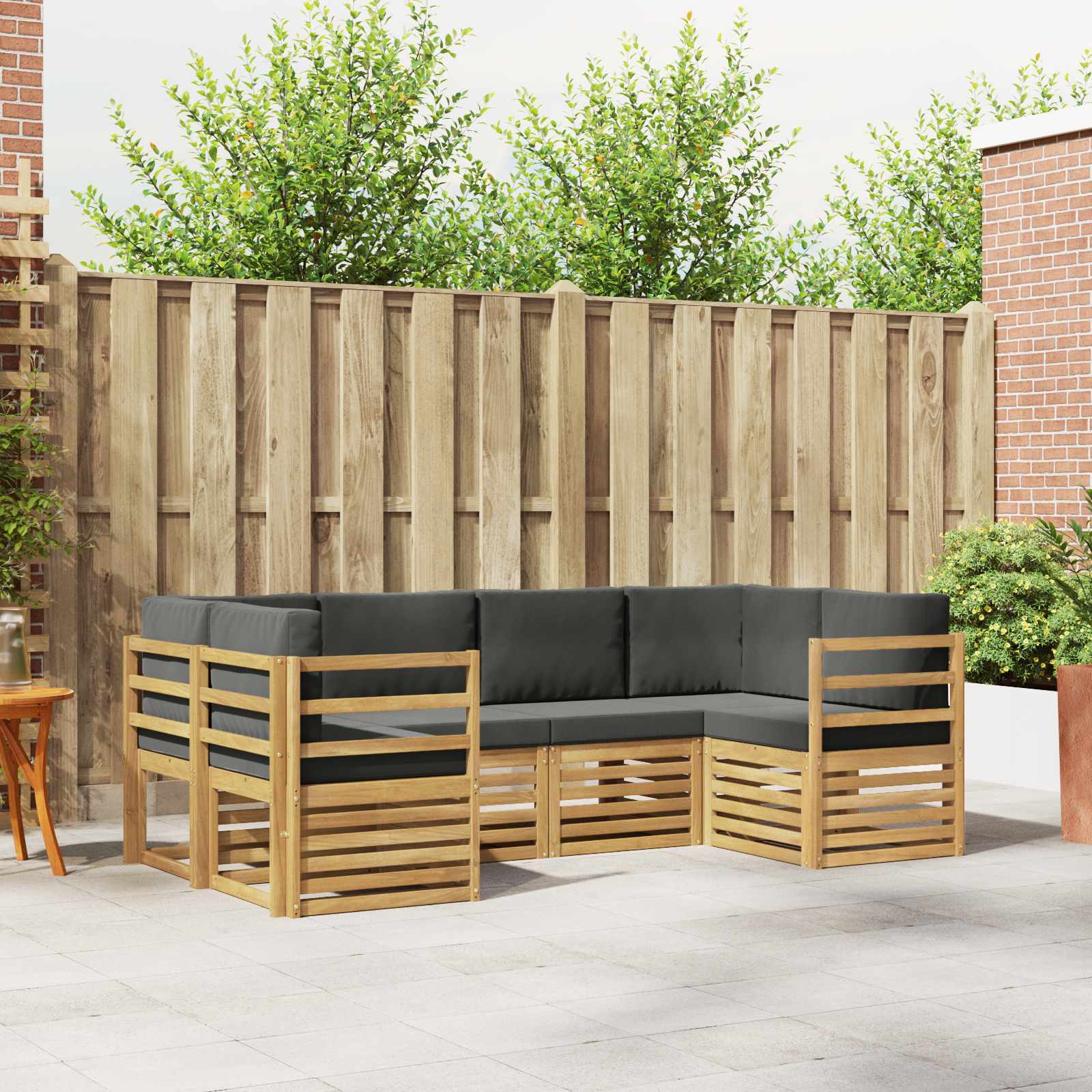 Rohová sofa sada 6 pcs Bílá a antracitová 245 x 126,5 x 73 cm