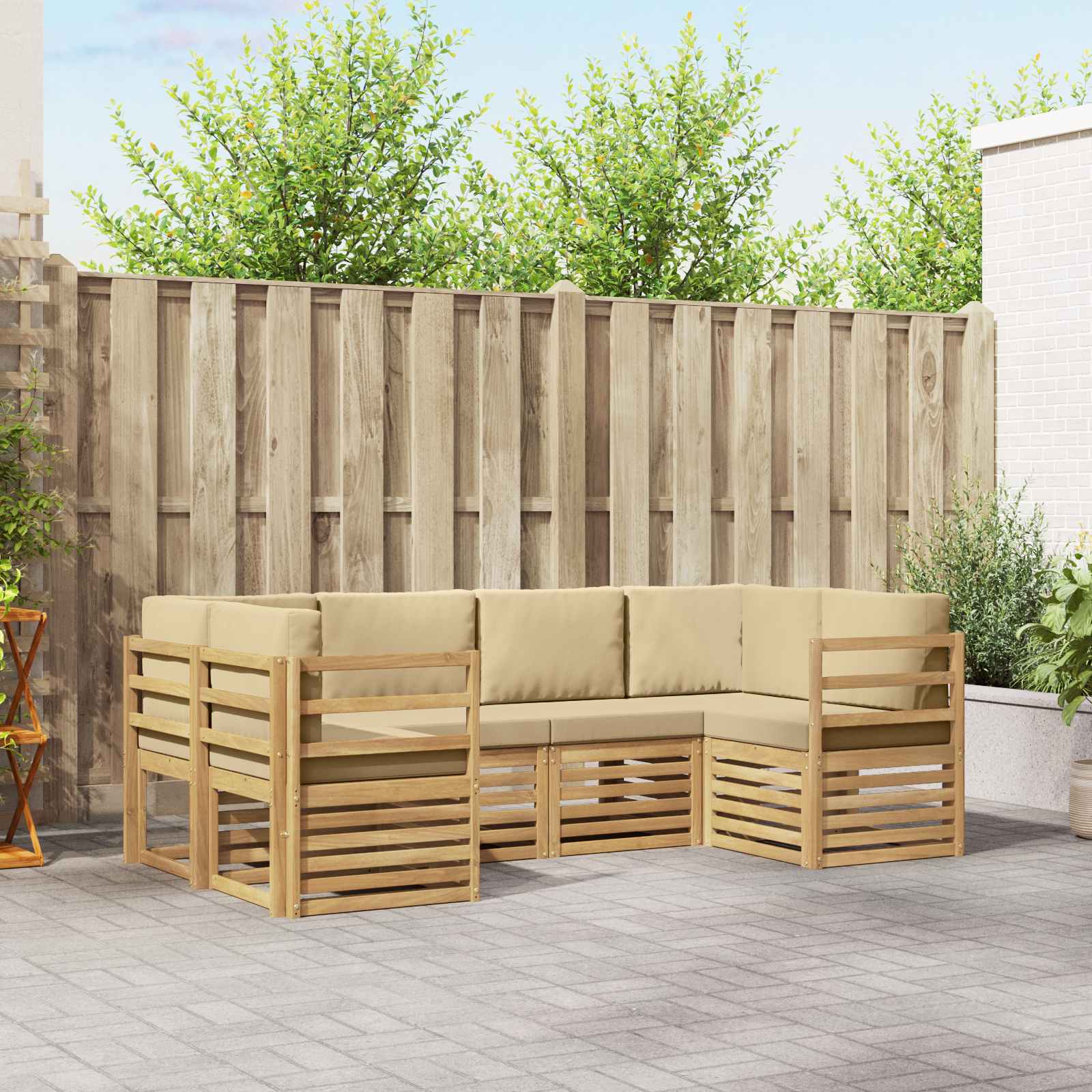 Rohová sofa sada 6 pcs Bílá a béžová 245 x 126,5 x 73 cm