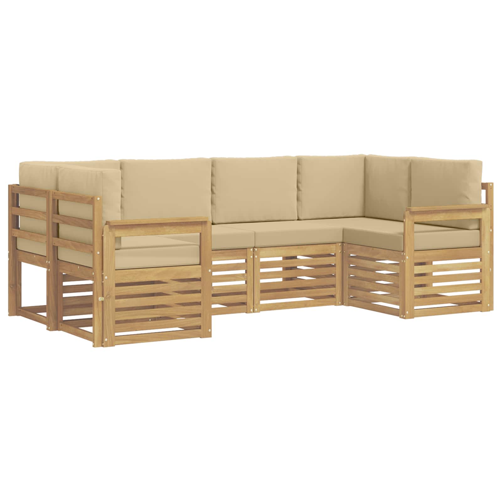Комплект дивани за открито 5 pcs Бял и Бежов – изображение 2