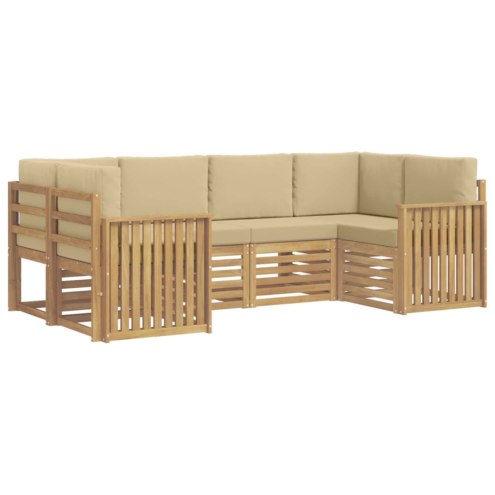 Комплект дивани за открито 6 pcs Бяло и Бежово – изображение 2