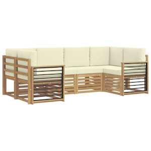 Rohová sofa sada s polštářem 6 pcs Bílá a krémová Polyester - obrázek 2