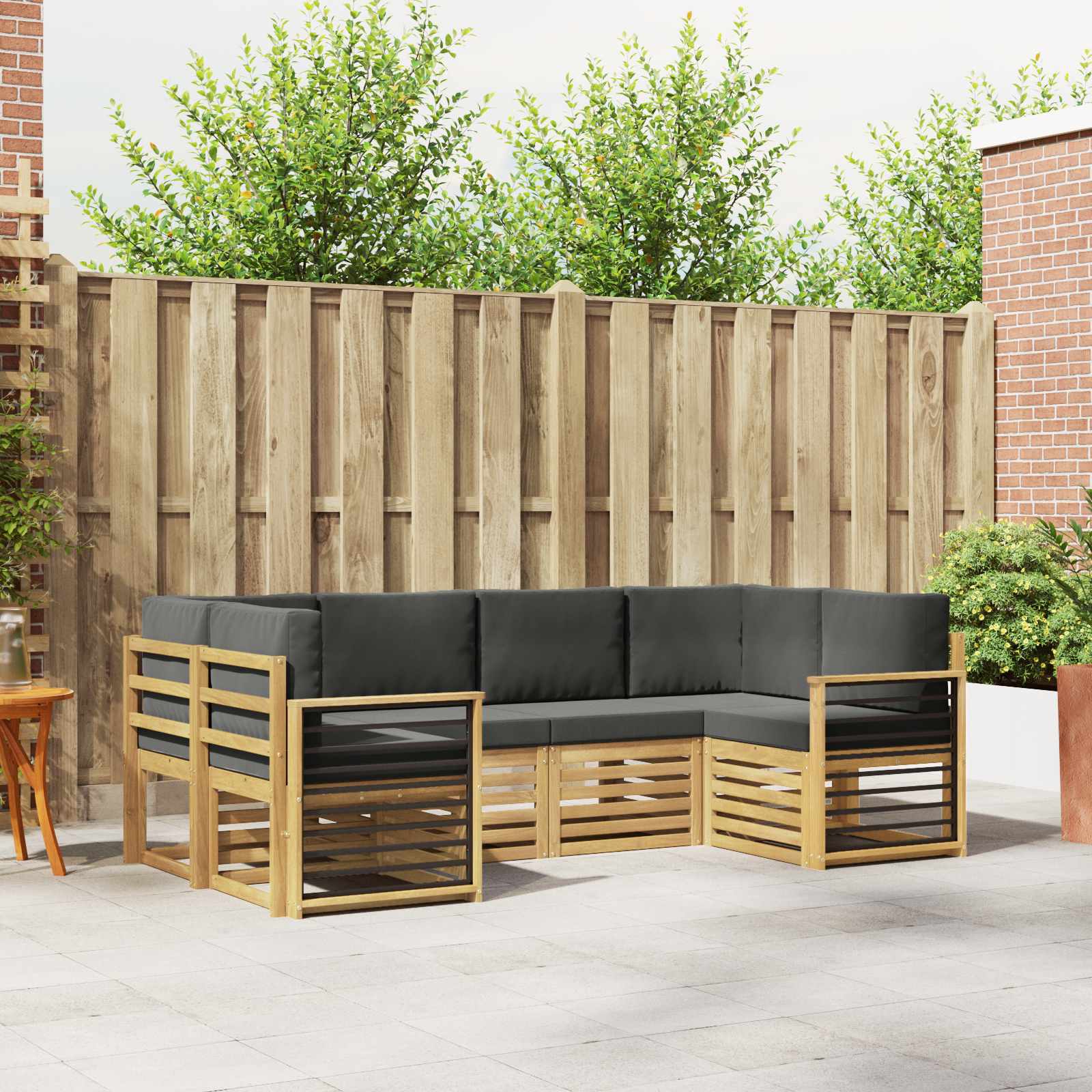 Rohová sofa sada 6 pcs Bílá a antracitová 245 x 128,5 x 73 cm