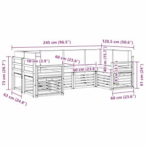 Rohová sofa sada 6 pcs Bílá a antracitová 245 x 128,5 x 73 cm - obrázek 7