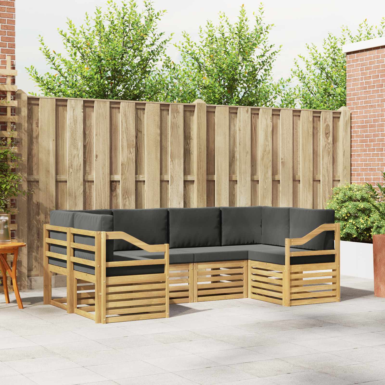 Rohová sofa sada 6 pcs Bílá a antracitová 245 x 126,5 x 73 cm