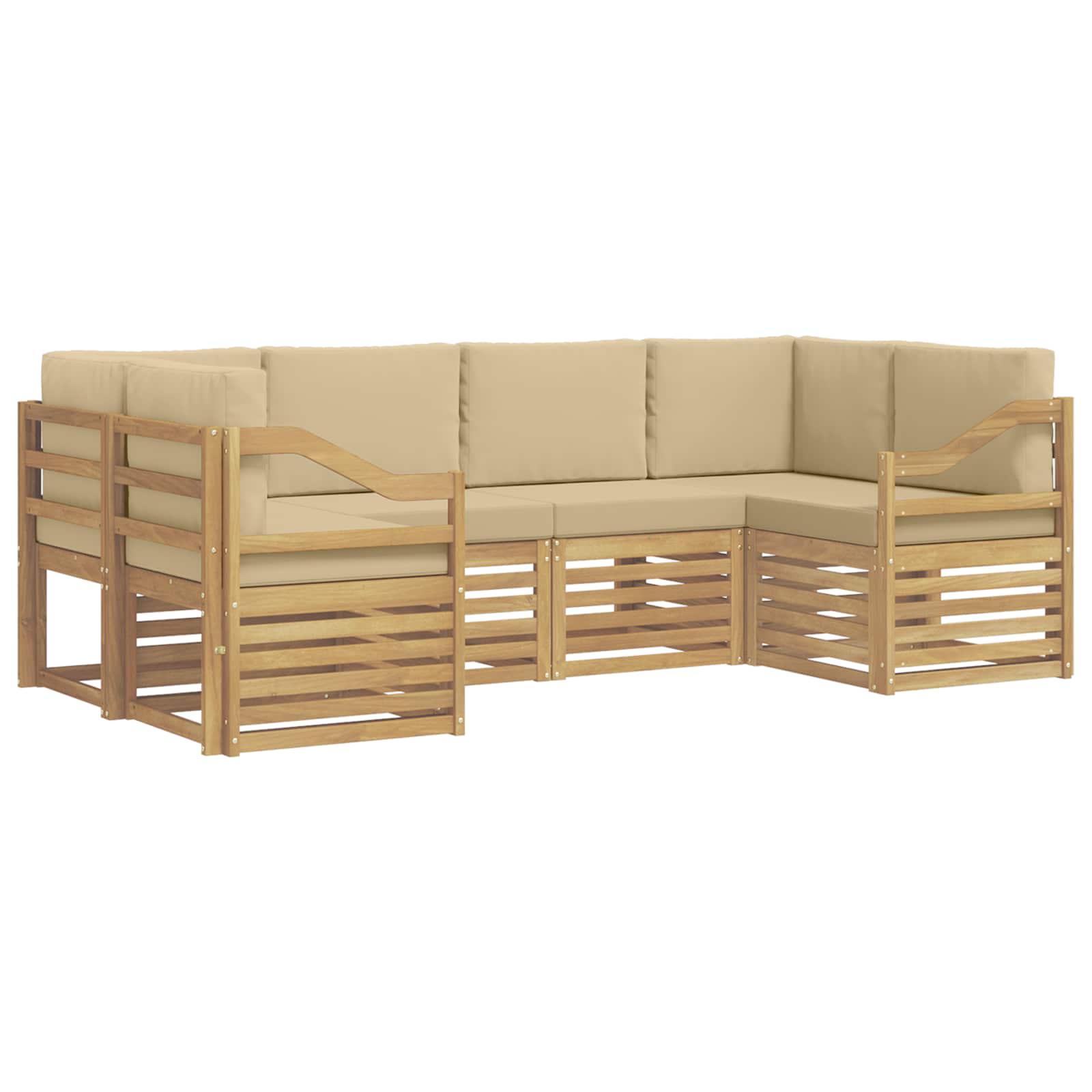 vidaXL Buiten bankenset 6 st 6-zits Wit en Beige Polyester, foto 3