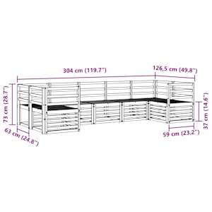 Venkovní pohovková souprava 7 pcs Bílá 304 x 126,5 x 73 cm - obrázek 6