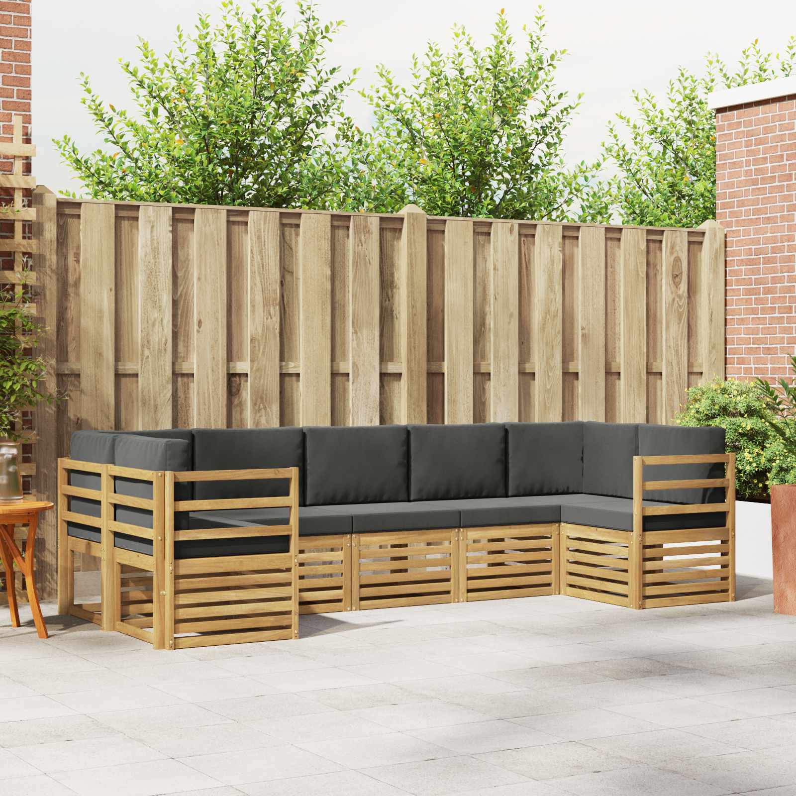 Rohová sofa sada 7 pcs Bílá a antracitová 304 x 126,5 x 73 cm
