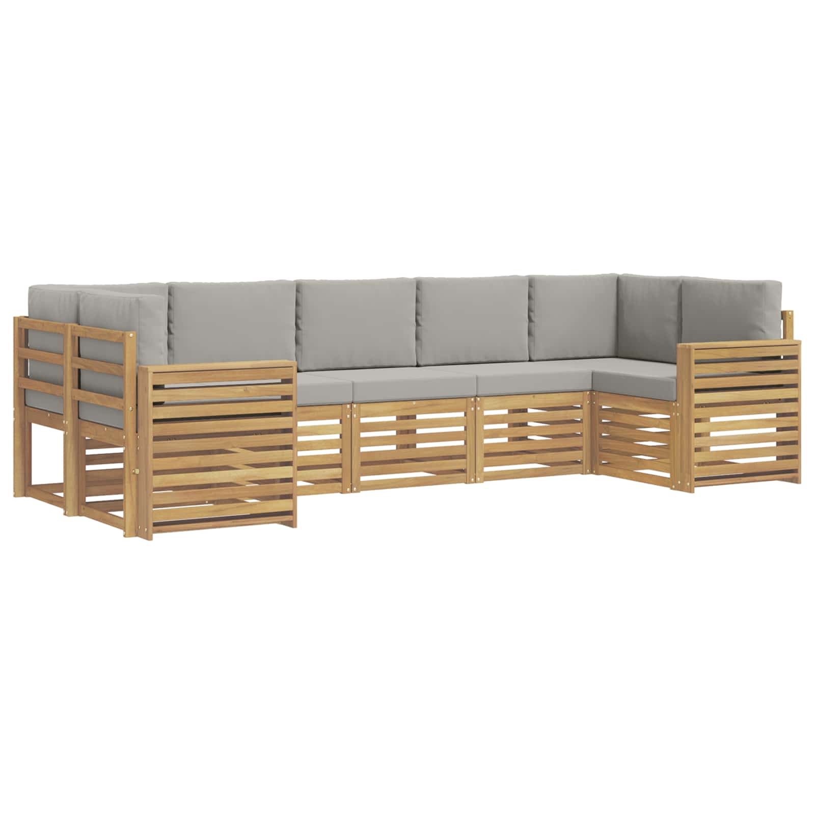 vidaXL Buiten bankenset 7 st 7-zits Wit en Lichtgrijs Polyester, foto 3