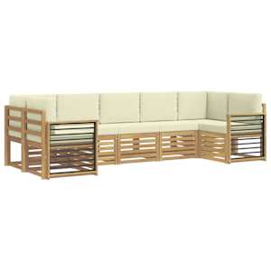 Rohová sofa sada s polštářem 7 pcs Bílá a krémová Polyester - obrázek 2