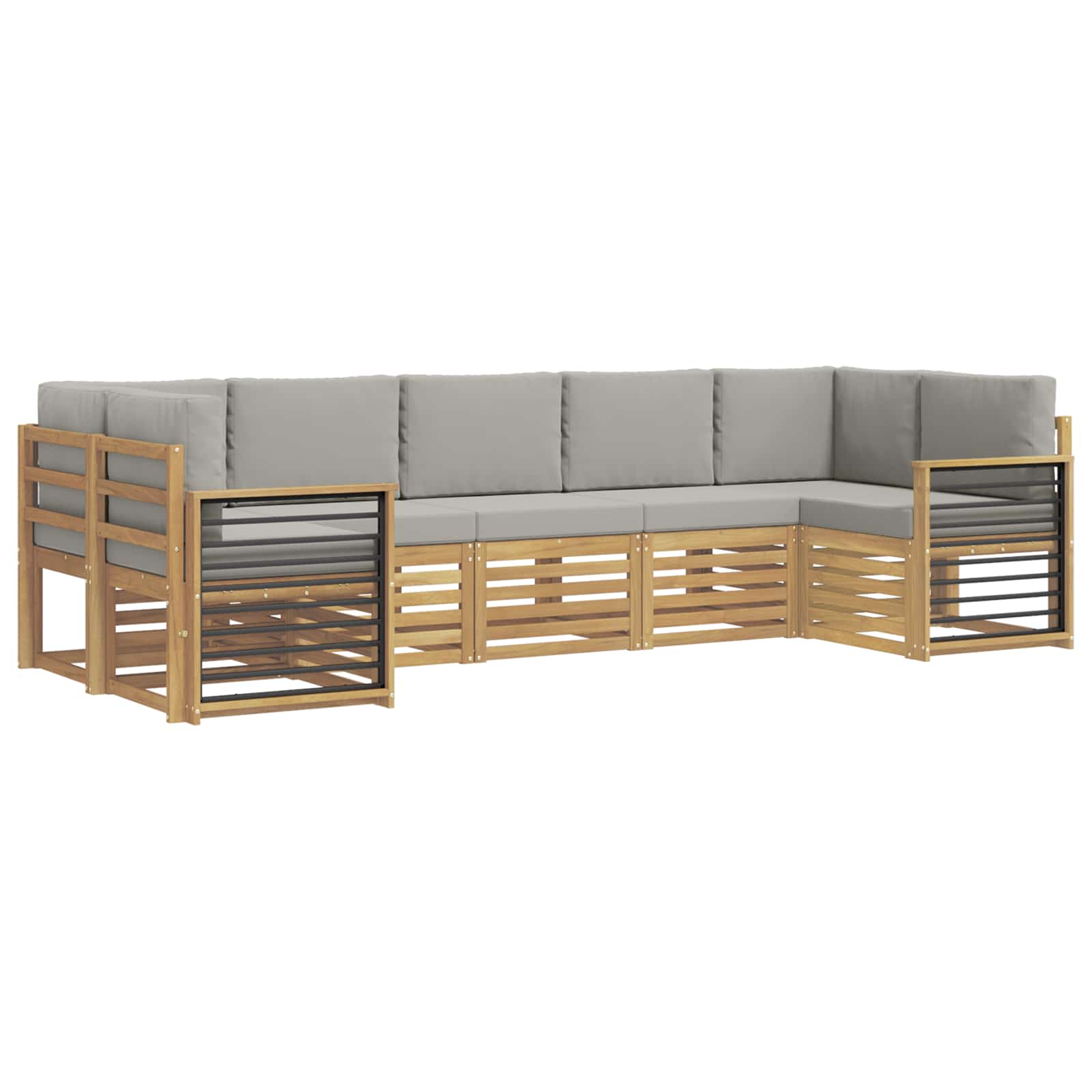 vidaXL Buiten bankenset 7 st 7-zits Wit en Lichtgrijs Polyester, foto 3