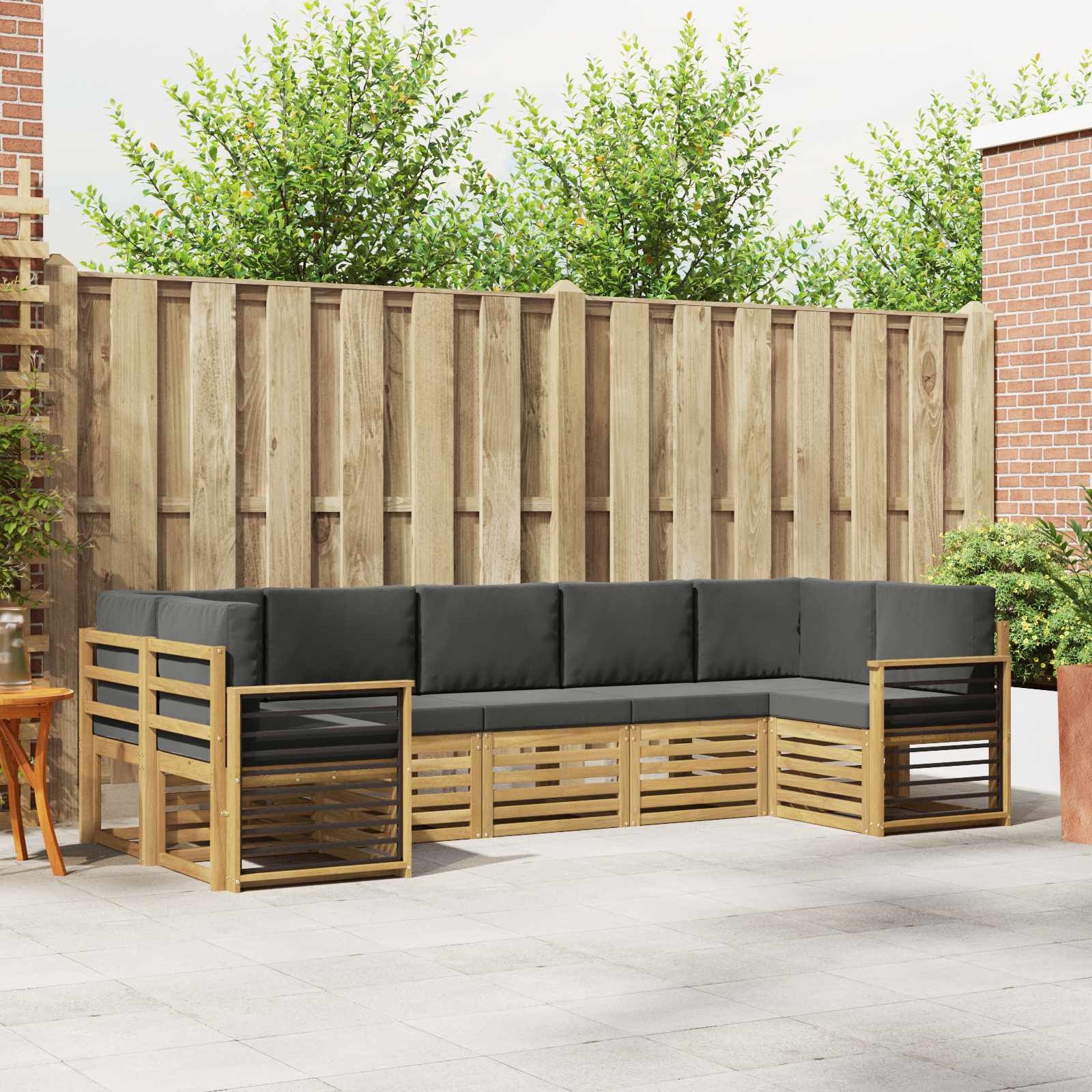 Rohová sofa sada 7 pcs Bílá a antracitová 304 x 128,5 x 73 cm
