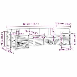 Rohová sofa sada 7 pcs Bílá a antracitová 304 x 128,5 x 73 cm - obrázek 7