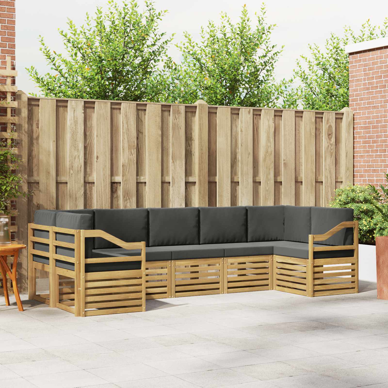 Rohová sofa sada 7 pcs Bílá a antracitová 304 x 126,5 x 73 cm