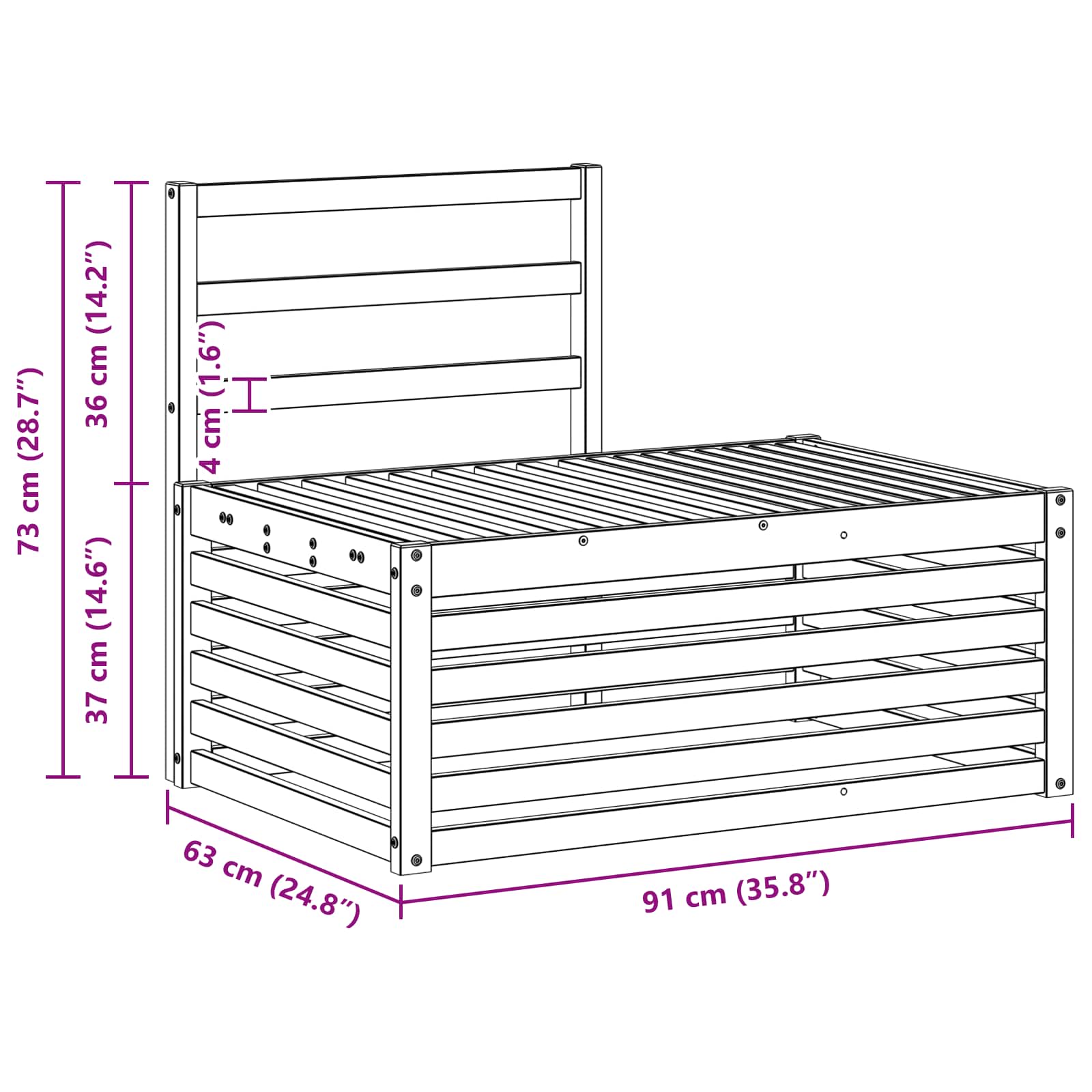 Outdoor-Sofagarnitur 3 Stück Weiß 182,5 x 63 x 73 cm – Ansicht 7
