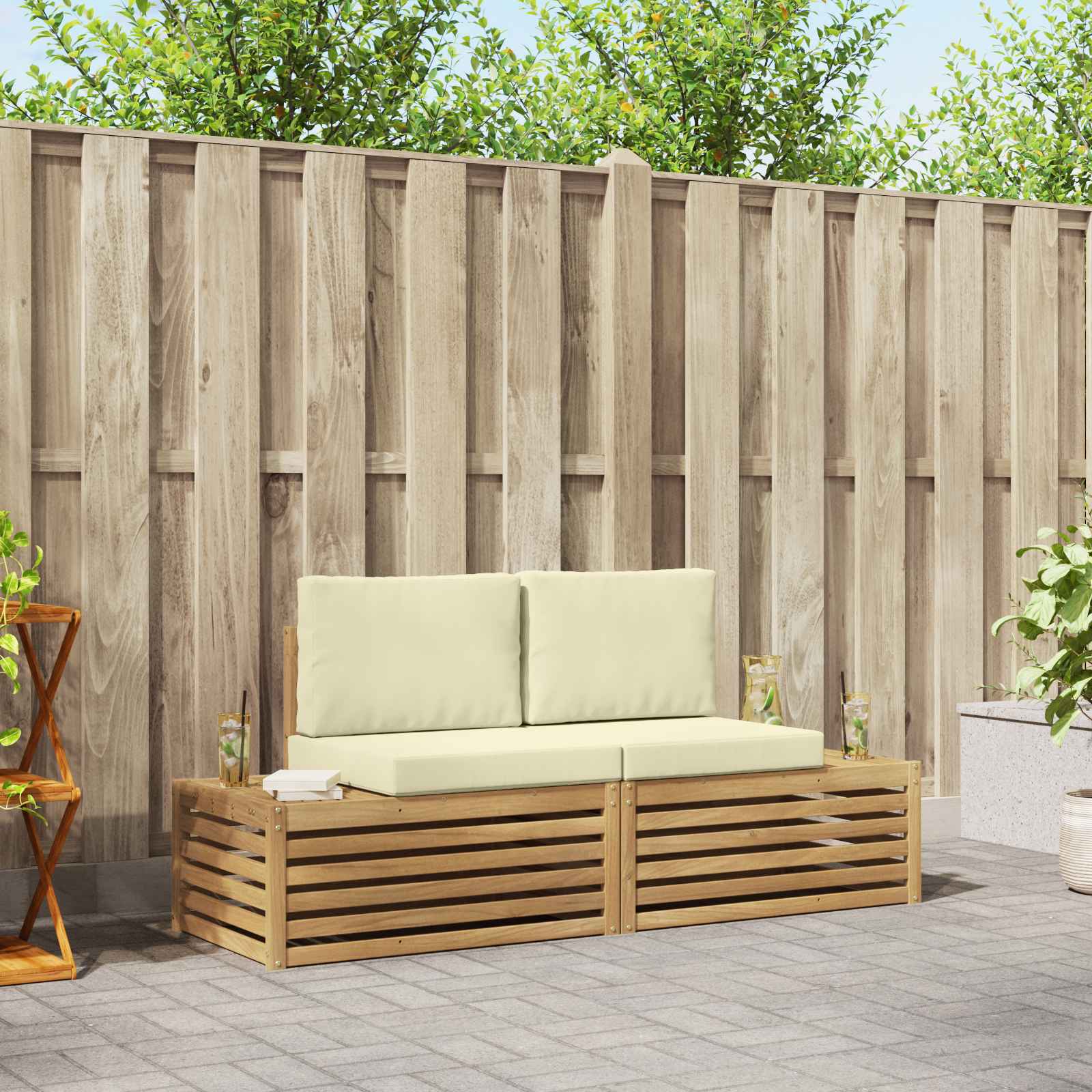 vidaXL Set de canapele de exterior Alb 182,5 x 63 x 73 cm Poliester