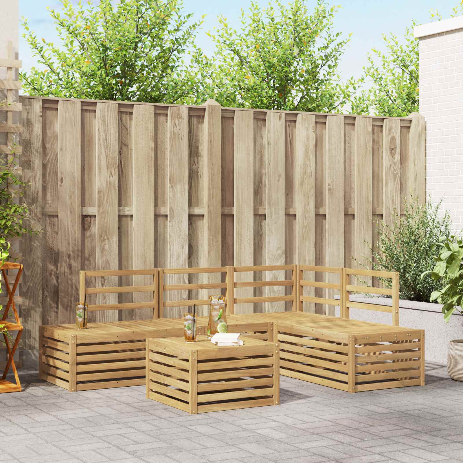 vidaXL Set de canapele de exterior 5 Bucată Alb