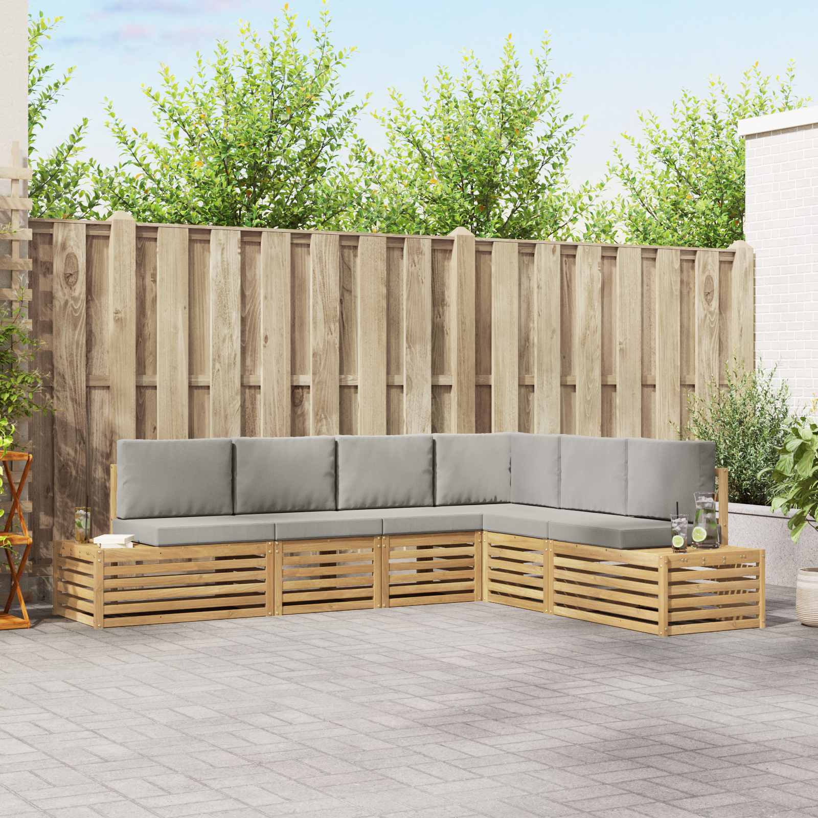 vidaXL Set de canapele de exterior 6 Bucată Alb și gri deschis