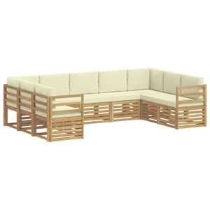 Rohová sofa sada s polštářem 9 pcs Bílá a krémová Polyester - obrázek 2
