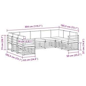 Rohová sofa sada 9 pcs Bílá a antracitová 304 x 185,5 x 73 cm - obrázek 8