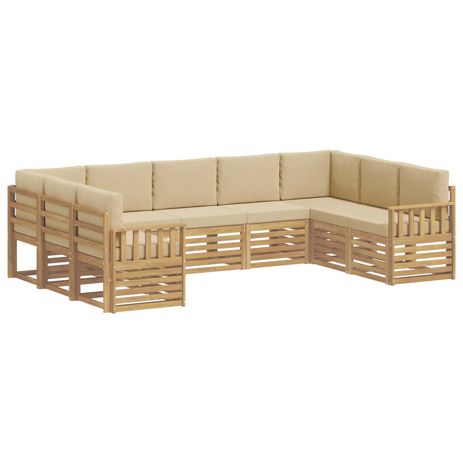 Комплект дивани за открито 7 pcs Бял и Бежов – изображение 2