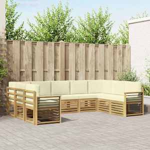 Rohová sofa sada s polštářem 9 pcs Bílá a krémová Polyester - obrázek 1