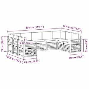 Rohová sofa sada s polštářem 9 pcs Bílá a krémová Polyester - obrázek 8