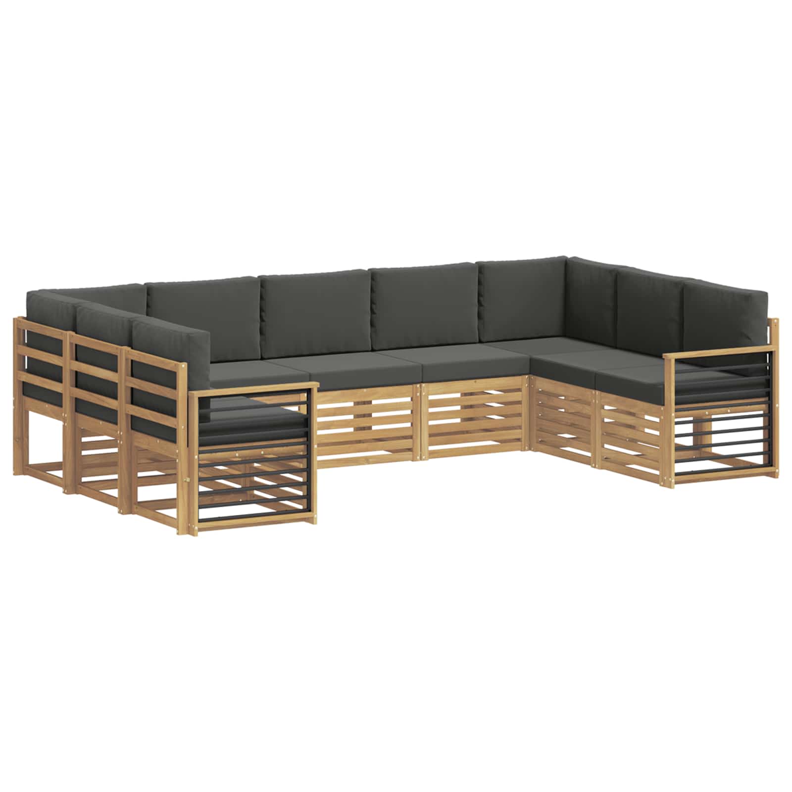 Kotna sedežna garnitura 9 pcs Bela in antracit - slika 2
