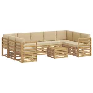 Sedací soupravy 10 pcs Bílá a béžová 59 x 59 x 37 cm Polyester - obrázek 2